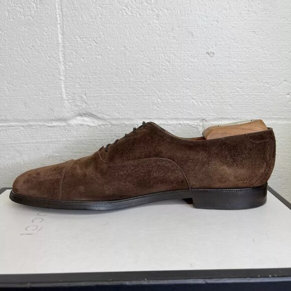 Salvatore Ferragamo Studio Cap Toe Brown Suede Oxford Dress Shoes Mens Size 10 B - Picture 5 of 9